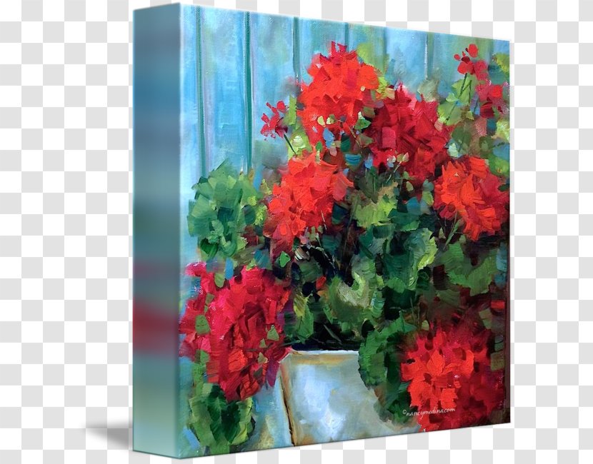 Floral Design Still Life Crane's-bill Art Oil Painting - Flowering Plant - Paint Transparent PNG