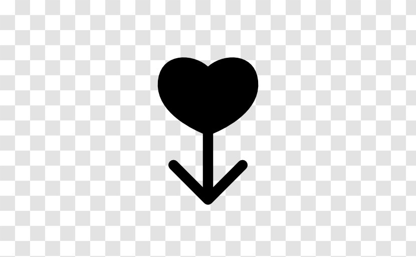 Heart Arrow Symbol - Black And White Transparent PNG
