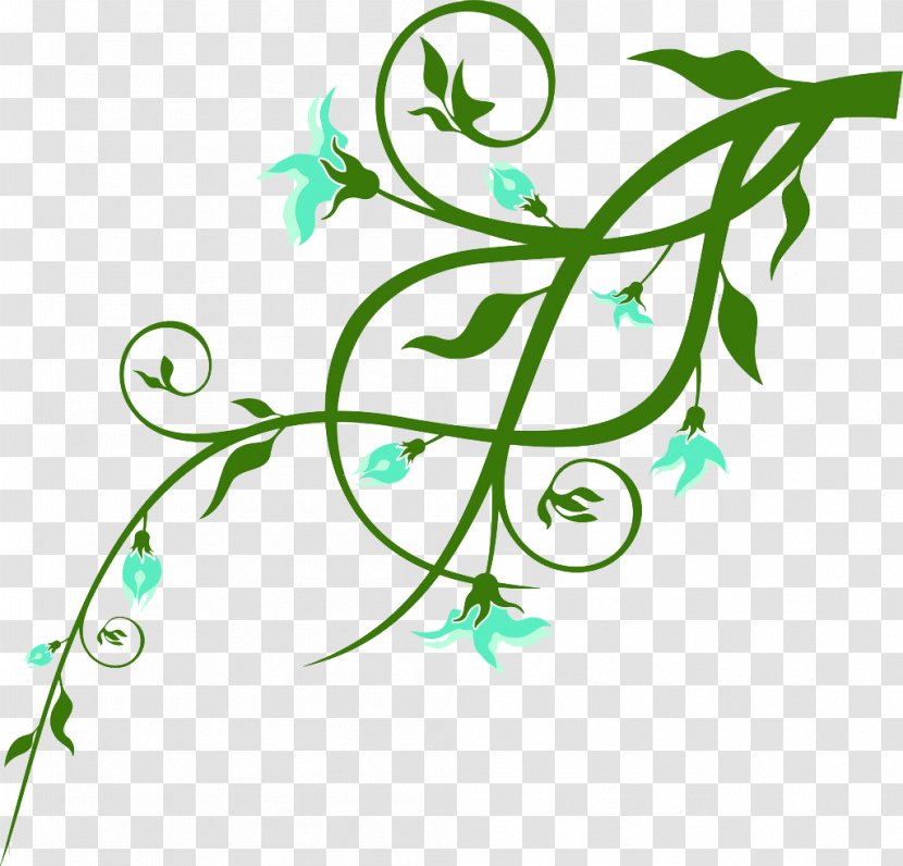 Green Blue - Artwork - Flowers Line Transparent PNG