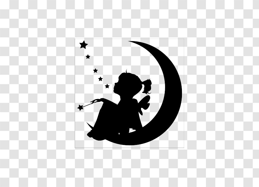 Moon Silhouette Tinker Bell Star Wall Decal - Lunar Phase Transparent PNG