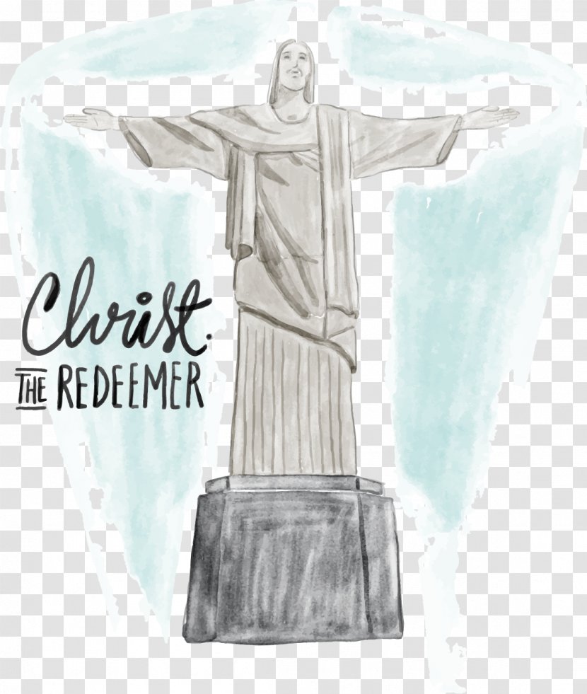Christ The Redeemer Corcovado Download Statue - Watercolor Painting - Ink Jesus Transparent PNG