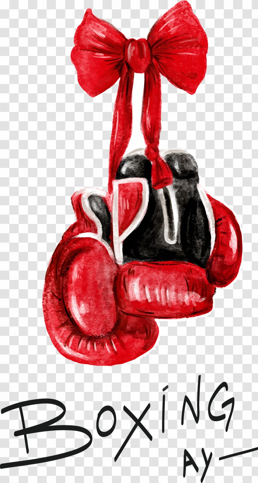 Glove Watercolor Painting - Sport - Vector Hand-painted Boxing Gloves Transparent PNG