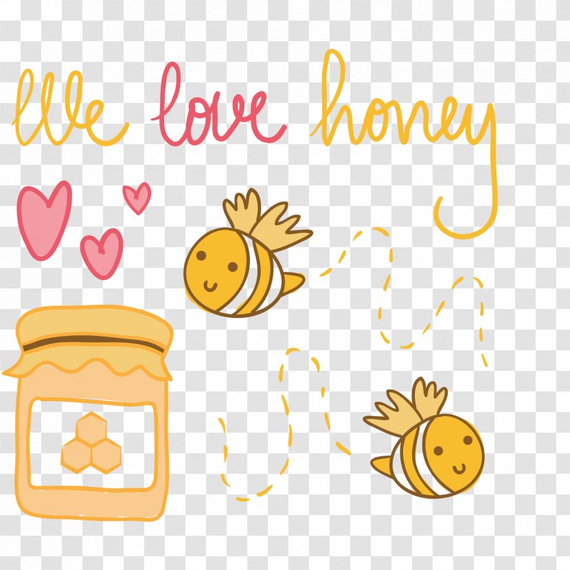 Bee Honey Cartoon - Text - Cute Background Transparent PNG