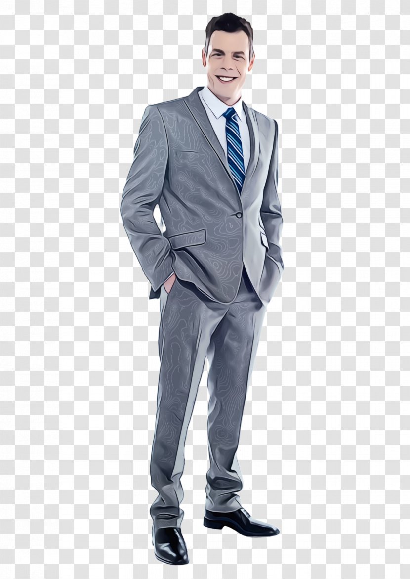 Suit Clothing Standing Formal Wear Blue - Whitecollar Worker Outerwear Transparent PNG