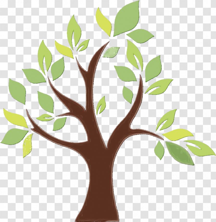 Tree Green Leaf Branch Plant - Wet Ink - Flower Stem Transparent PNG