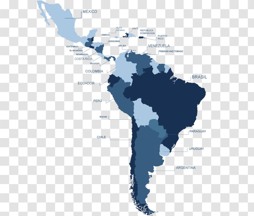 Latin America South United States Caribbean Map - World Transparent PNG