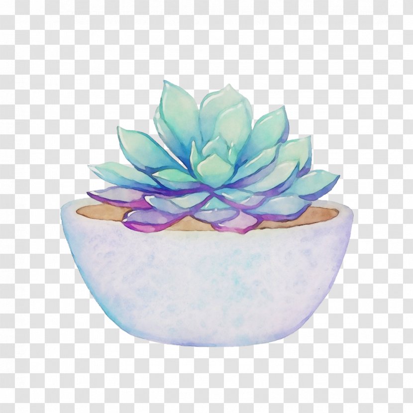 Watercolor Painting Pastel Succulent Plant Clip Art - Lotus Family - Porcelain Transparent PNG