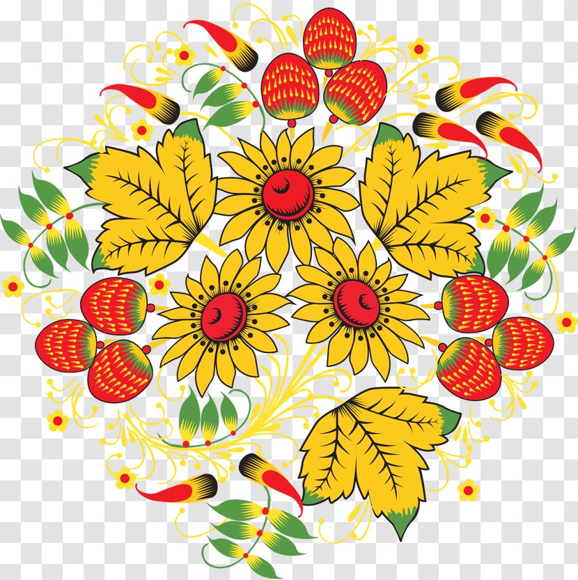 Khokhloma Ornament Flower Drawing Russian - Chrysanths Transparent PNG