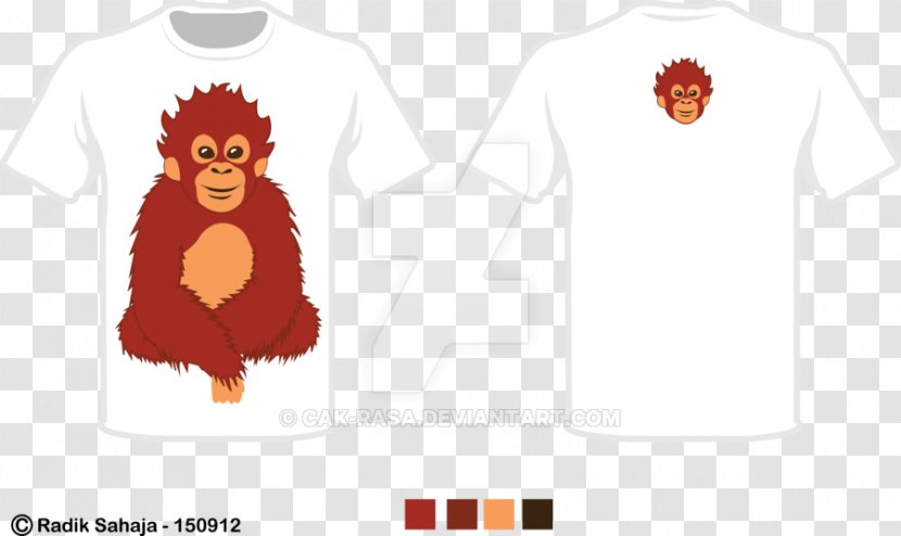 T-shirt Clip Art Illustration Sleeve Logo - Cartoon - Orang Utan Transparent PNG