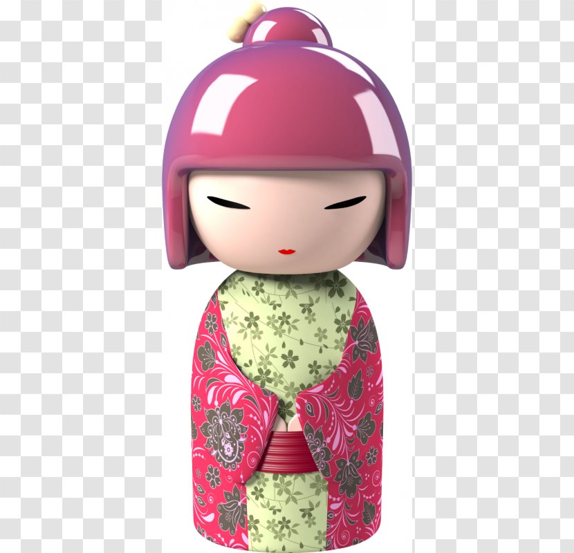 Kokeshi Green Sticker Pink Blue - Curtain - Dolls Transparent PNG