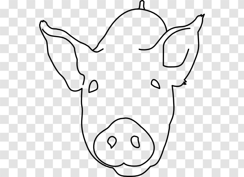 Large White Pig Clip Art - Cartoon - Black Transparent PNG