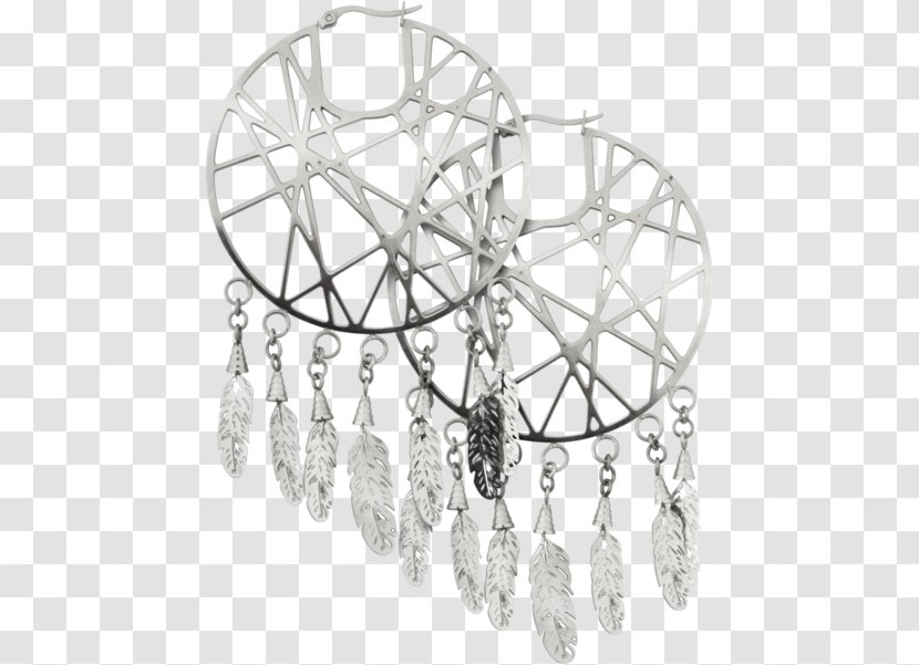 Earring Dreamcatcher Bracelet Jewellery Silver - Black And White Transparent PNG