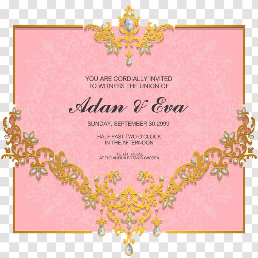 Wedding Convite - Pink Gem Pattern Invitations Transparent PNG