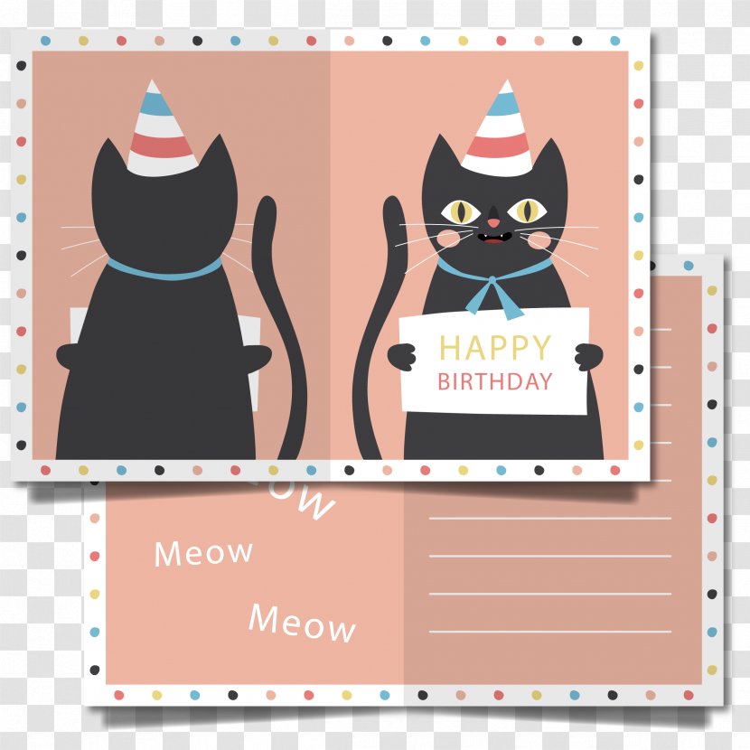 Wedding Invitation Cat Birthday Greeting Card - Cute Vector Transparent PNG