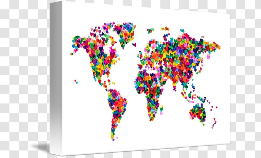 World Map Canvas Print Gallery Wrap Transparent PNG