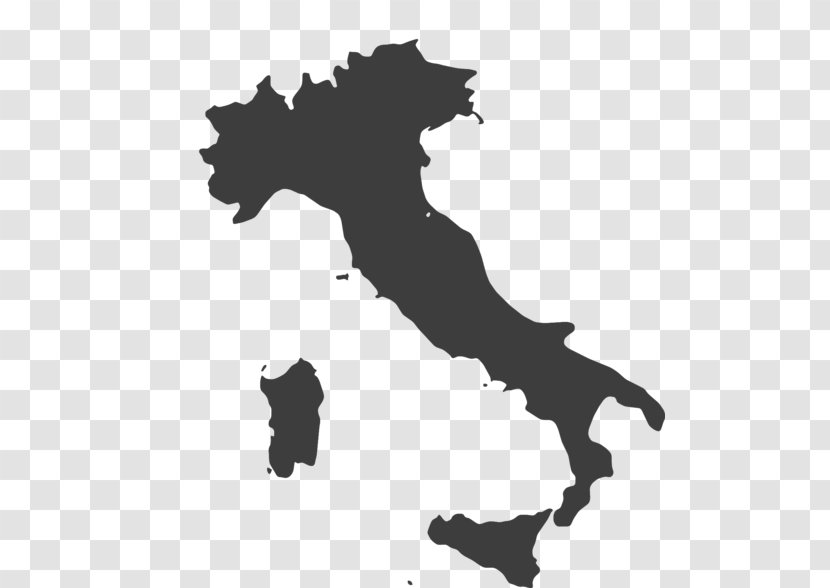 Regions Of Italy Map - Black And White - Country Transparent PNG