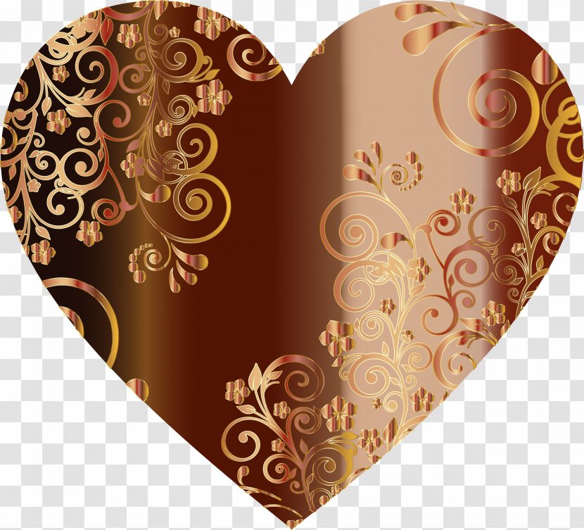 Heart Flower Clip Art - Love - Gold Pattern Transparent PNG