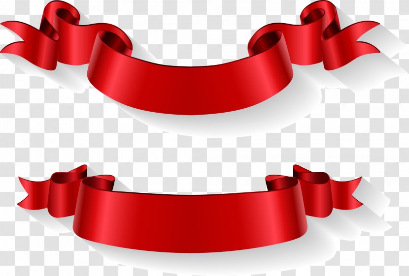 Red Ribbon - Shutterstock - Vector Hand Painted Banner Transparent PNG