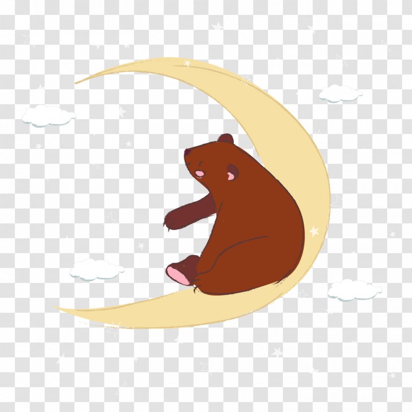 Brown Bear - Cartoon - A Polar Sitting On Crescent Vector Diagram Transparent PNG