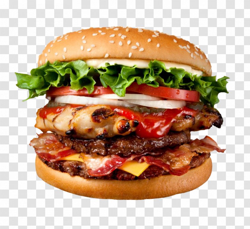 Hamburger Whopper Fast Food Bacon Chicken Nugget - Recipe - Double Burger Image Transparent PNG