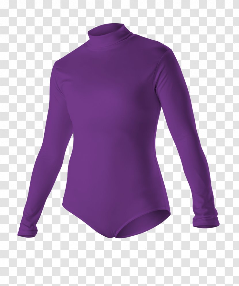 Shoulder Bodysuit Polo Neck Snap Fastener Crotch - Purple Suite Transparent PNG