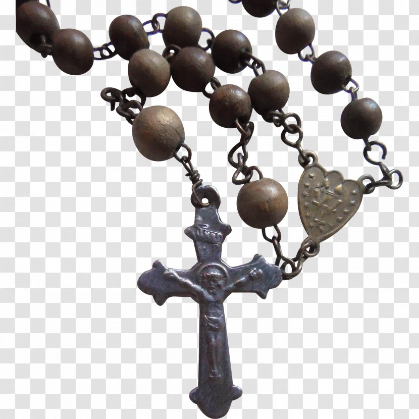 Rosary Crucifix Bead Christian Cross Jewellery - Antique Transparent PNG