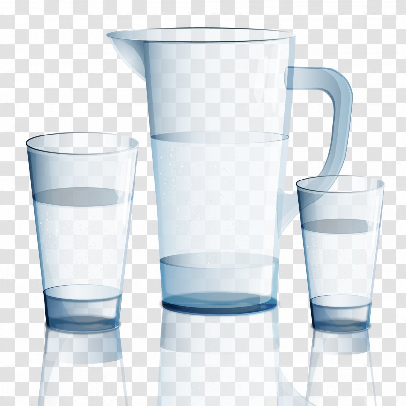 Water Filter Pitcher Glass Jug Kettle And Cup Design Vector Material Transparent Png