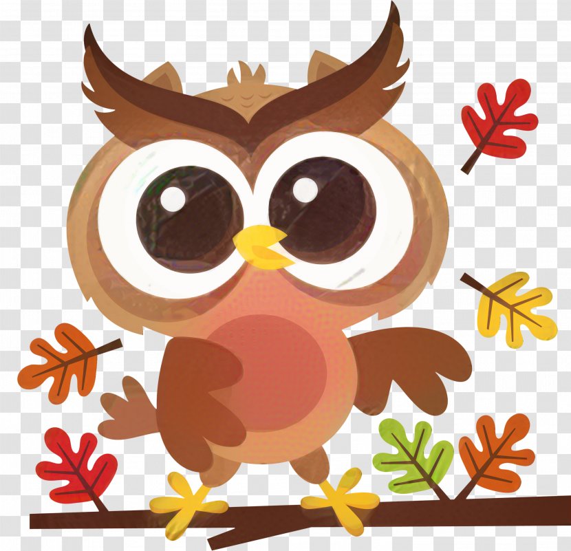 Autumn Branch - Cartoon - Eastern Screech Owl Transparent PNG