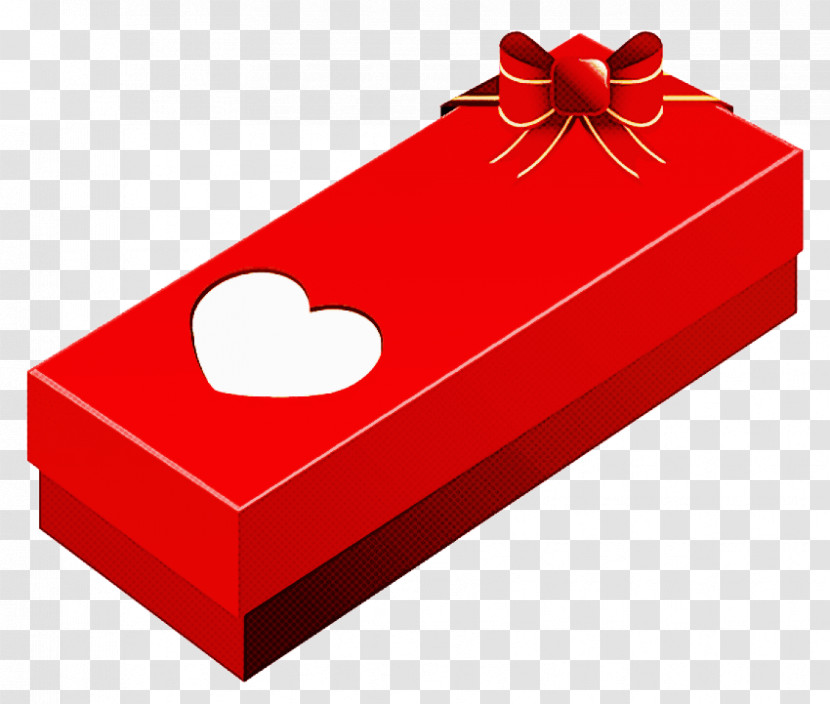 Red Heart Present Ribbon Box Transparent PNG