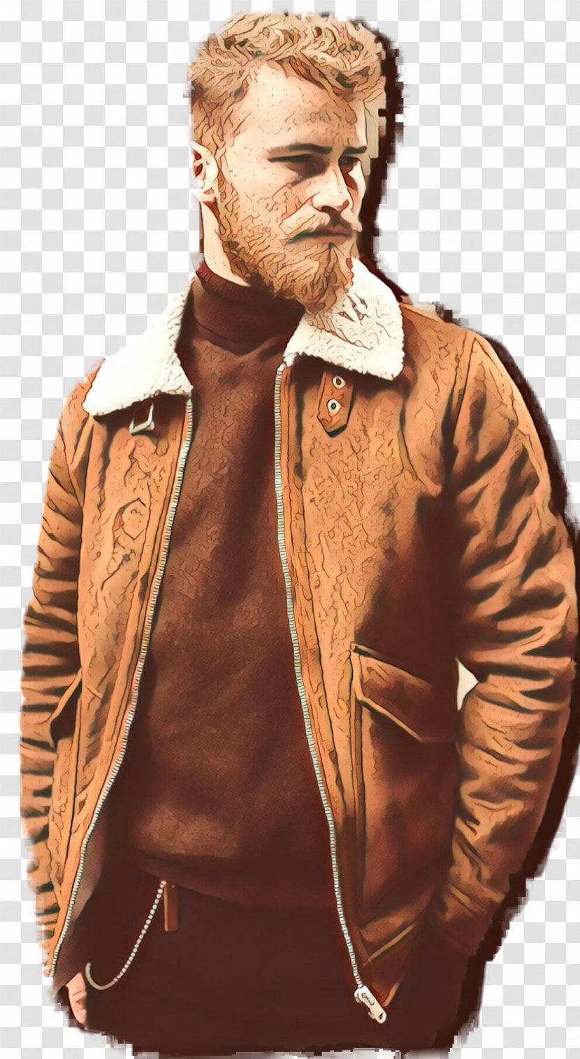 Sweatshirt Leather Jacket Beard - Outerwear Transparent PNG