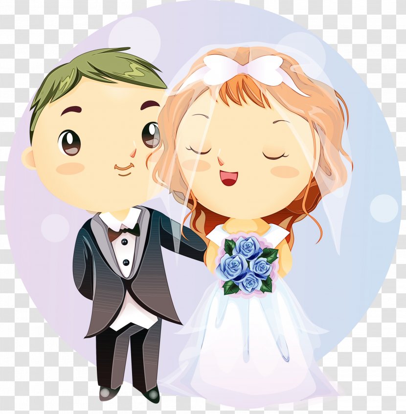 Wedding Couple Cartoon - Intimate Relationship - Groom Gesture Transparent PNG