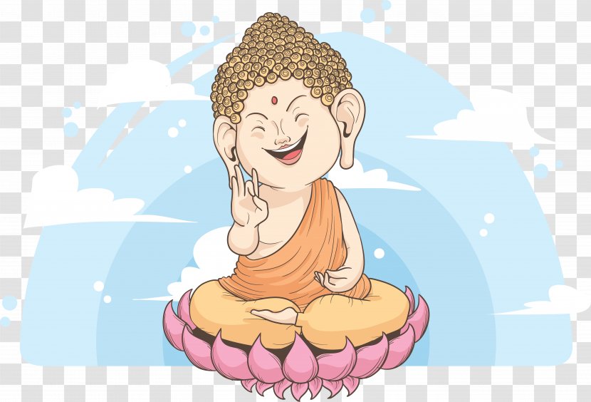 Cartoon Meditation Illustration - Flower - Buddha Transparent PNG