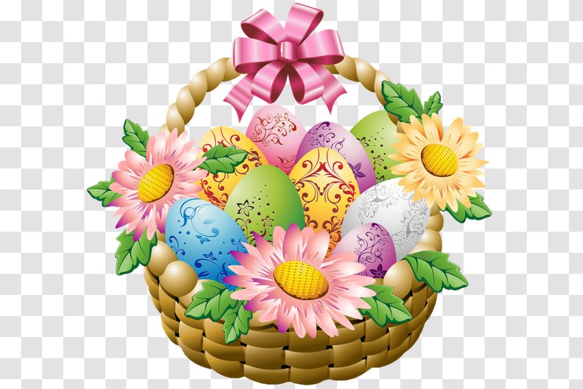 Easter Bunny Basket Clip Art - Floral Design Transparent PNG