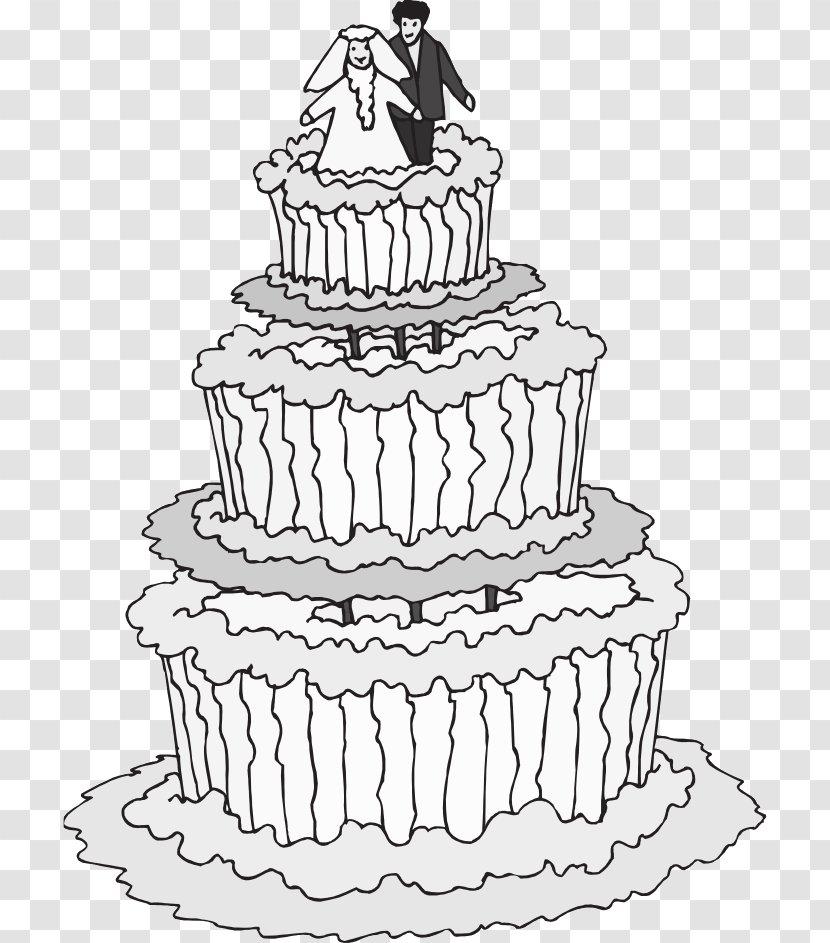 Marriage At Cana Coloring Book Ausmalbild Line Art - Monochrome Photography - Wedding Cake Clipart Transparent PNG