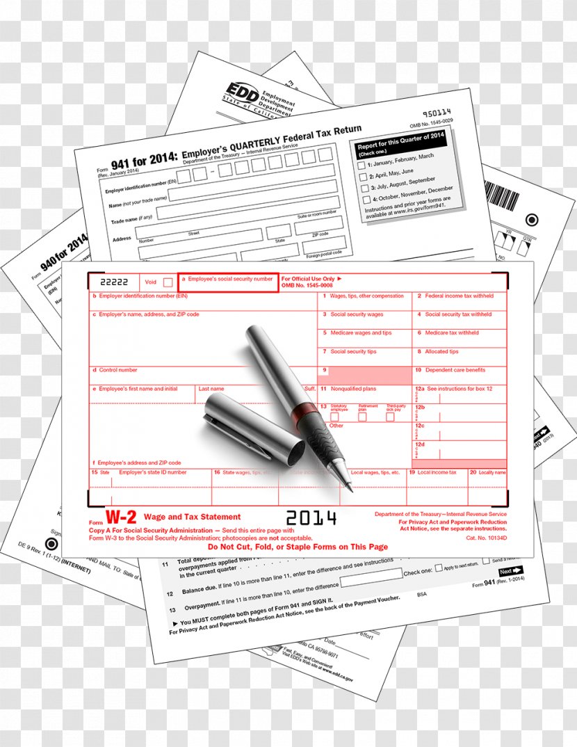 Document Form W-2 Office Depot - Paper Product - Design Transparent PNG
