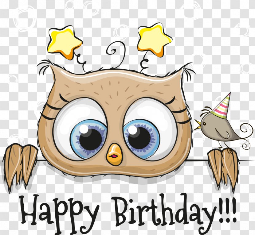 Owl Bird Beak Clip Art - Birthday - Vector Cartoon Transparent PNG