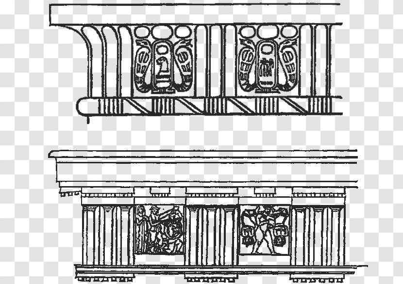 The Five Orders Of Architecture Entablature Doric Order Cornice - Black And White - Column Transparent PNG