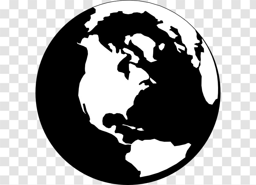 World Globe Black And White Clip Art - Free Content - Earth Cliparts Transparent PNG