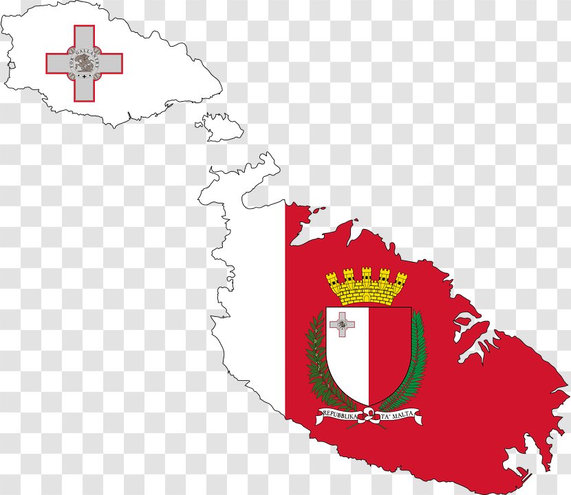 Flag Of Malta Map - Red Transparent PNG