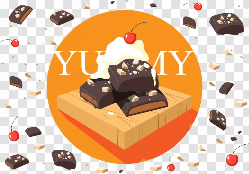 Chocolate Cake Cream Praline Petit Four - Dessert - Vector Transparent PNG