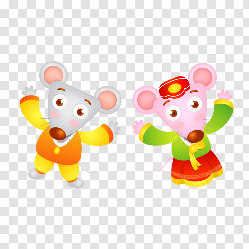 Chinese Zodiac Rat Illustration - Art - Mouse Couple Transparent PNG