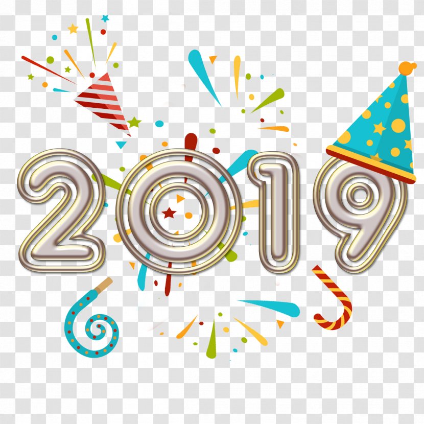 Clip Art New Year Psd Vector Graphics - Celebration Greeting Card 2019 Transparent PNG