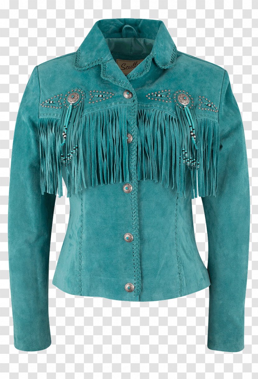 Leather Jacket Turquoise - Fringe Transparent PNG