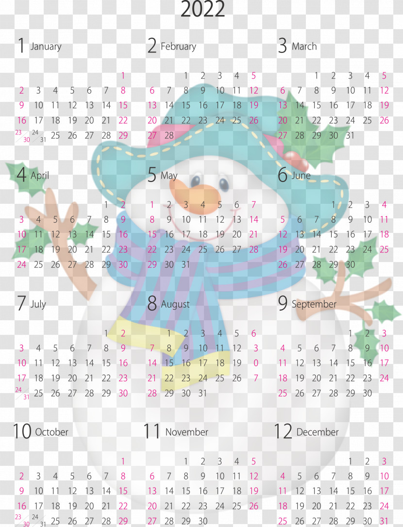 2022 Yearly Calendar Printable 2022 Yearly Calendar Transparent PNG