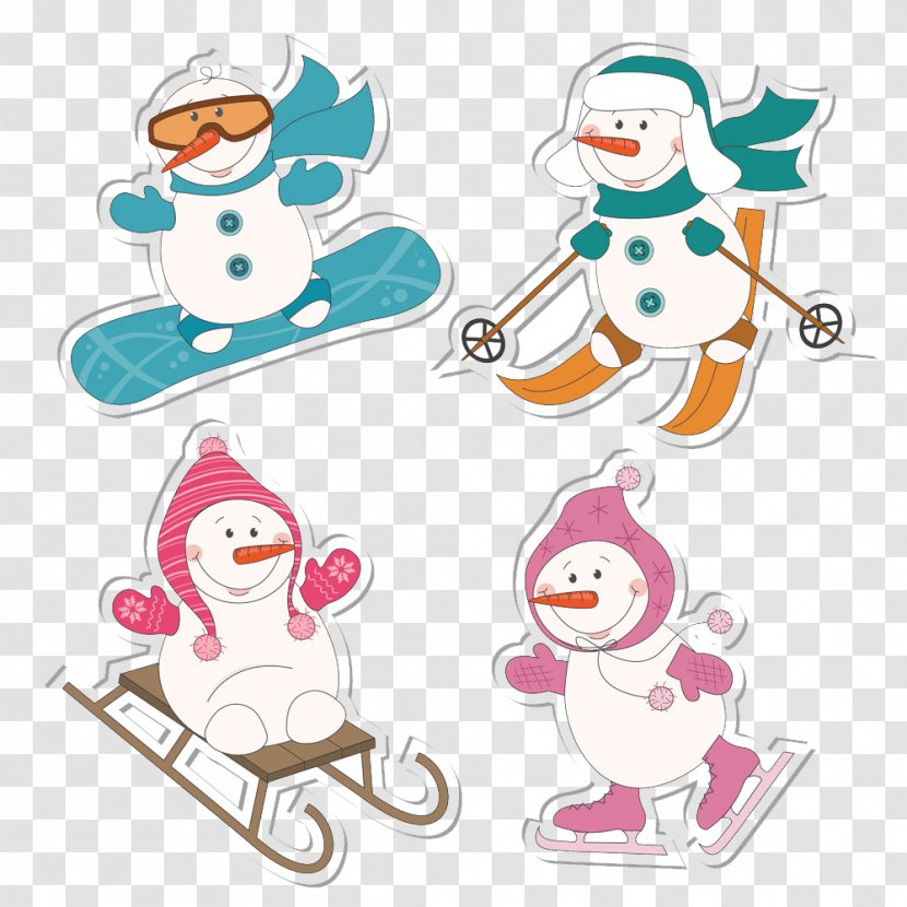 Winter Sport Snowman Worksheet - Heart - Snow Sports Transparent PNG