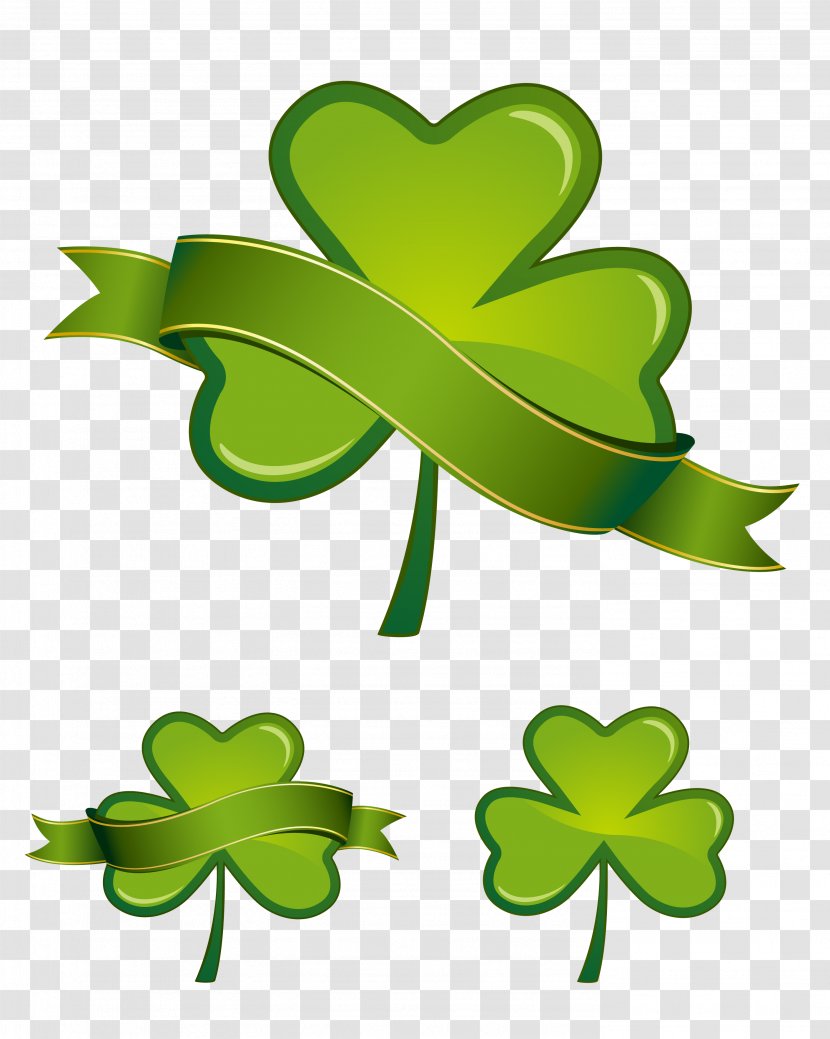 Saint Patricks Day Shamrock Four-leaf Clover Clip Art - Vector Transparent PNG