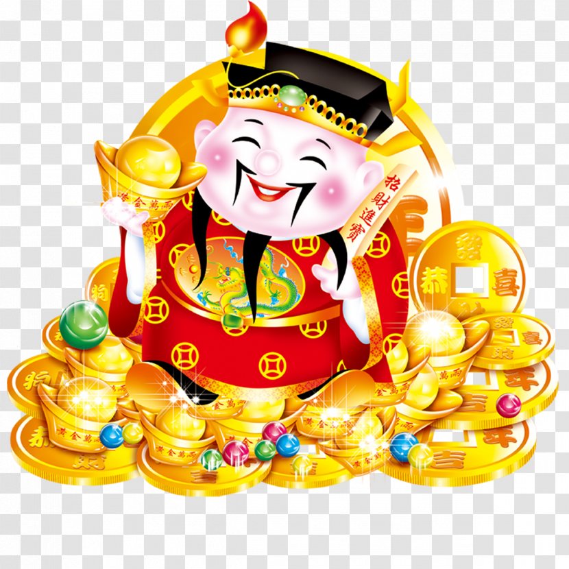 Chinese New Year Red Envelope Caishen - Ingot Wealth God Transparent PNG