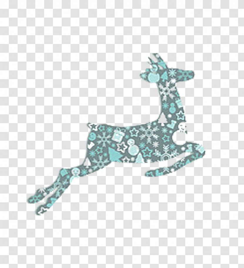 Reindeer Christmas - Giraffe - Deer In Color Pattern Picture Material Transparent PNG