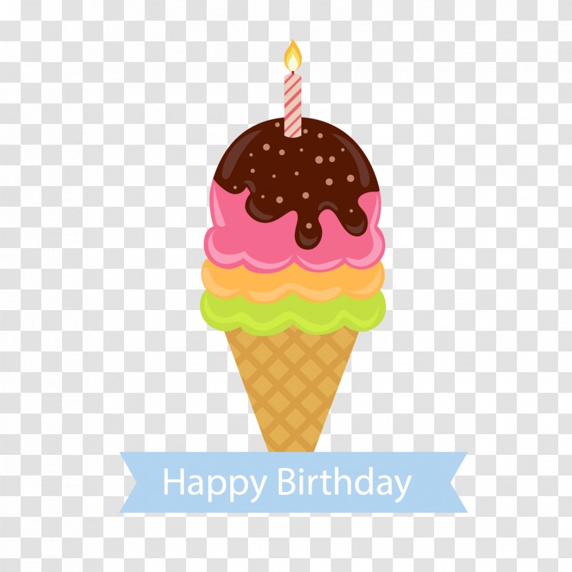 Neapolitan Ice Cream Sundae Birthday Candle - Cake - Cute Cones Transparent PNG