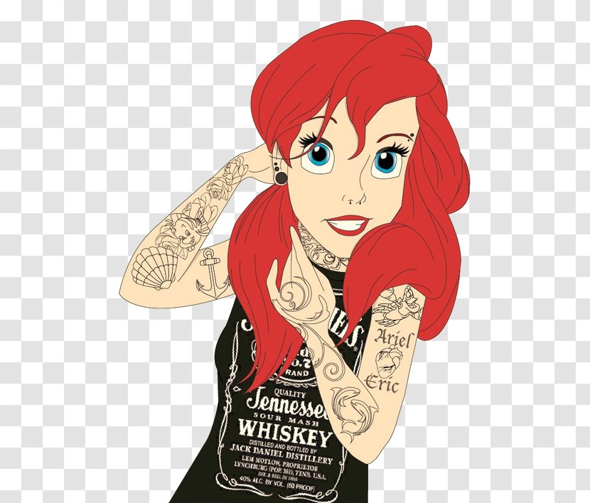 Ariel Jack Daniel's Whiskey The Little Mermaid Punk Rock - Heart Transparent PNG